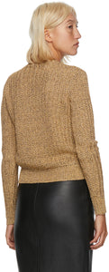 Saint Laurent Gold Tweed Crewneck Sweater