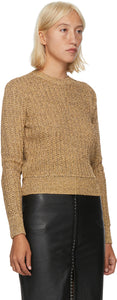 Saint Laurent Gold Tweed Crewneck Sweater