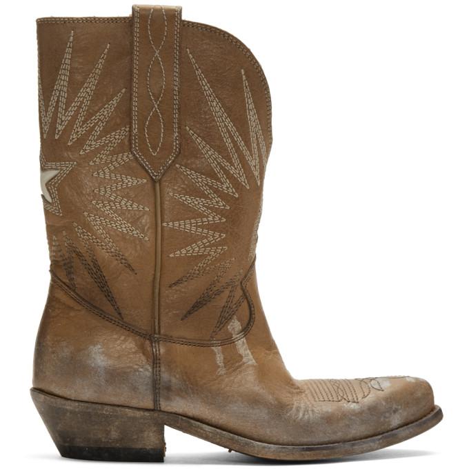 Golden Goose Beige Wish Star Low Boots