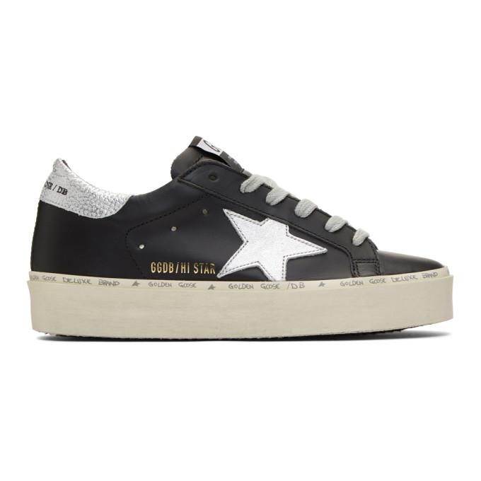Golden Goose Black and Silver Hi Star Sneakers