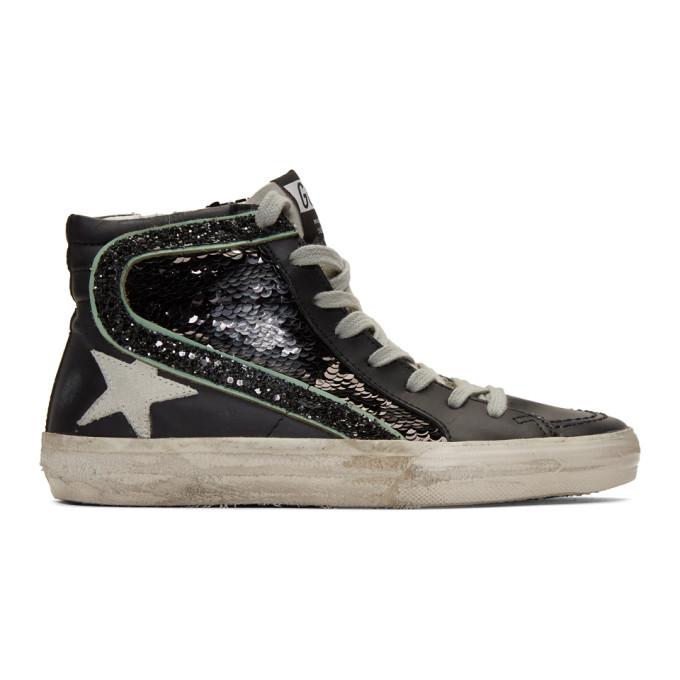 Golden Goose Black Sequin Slide Sneakers