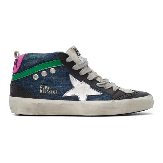 Golden Goose Blue Denim Mid Star Sneakers