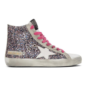 Golden Goose Multicolor and Grey Glitter Francy Sneakers