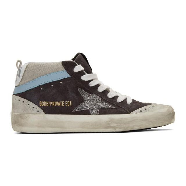 Golden Goose SSENSE Exclusive Grey Suede Glitter Mid Star Sneakers