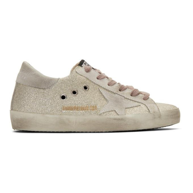 Golden Goose SSENSE Exclusive Silver and White Glitter Superstar Sneakers
