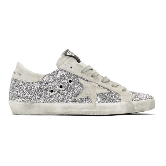 Golden Goose SSENSE Exclusive Silver Glitter Superstar Sneakers