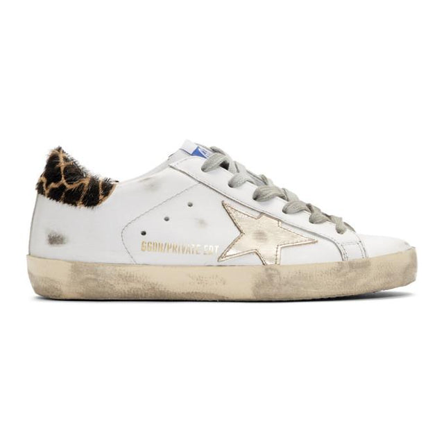Golden Goose SSENSE Exclusive White and Gold Giraffe Superstar Sneakers