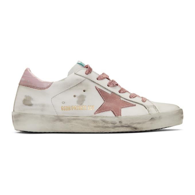 Golden Goose SSENSE Exclusive White and Pink Superstar Sneakers