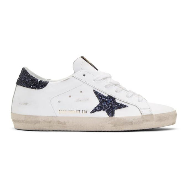 Golden Goose SSENSE Exclusive White Glitter Superstar Sneakers