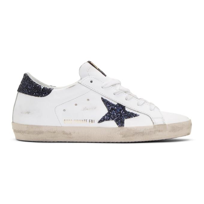 Golden Goose SSENSE Exclusive White Glitter Superstar Sneakers