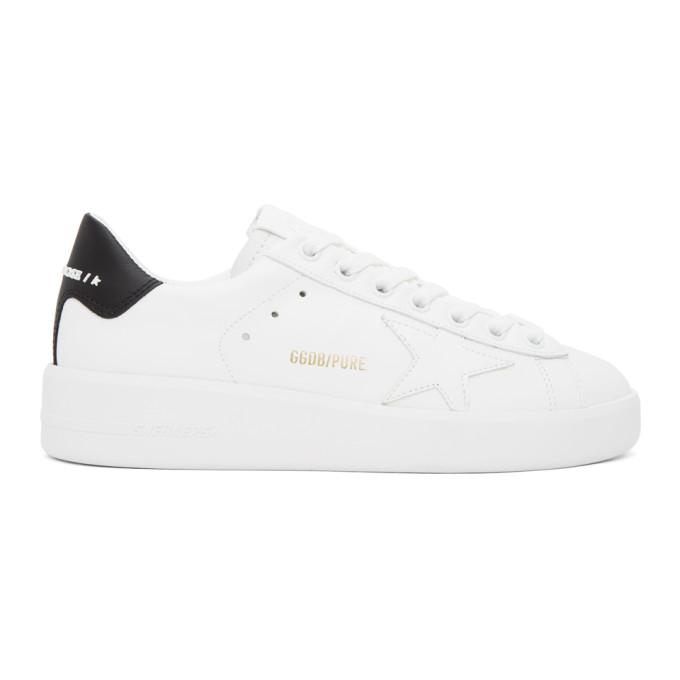 Golden Goose White and Black Pure Star Sneakers