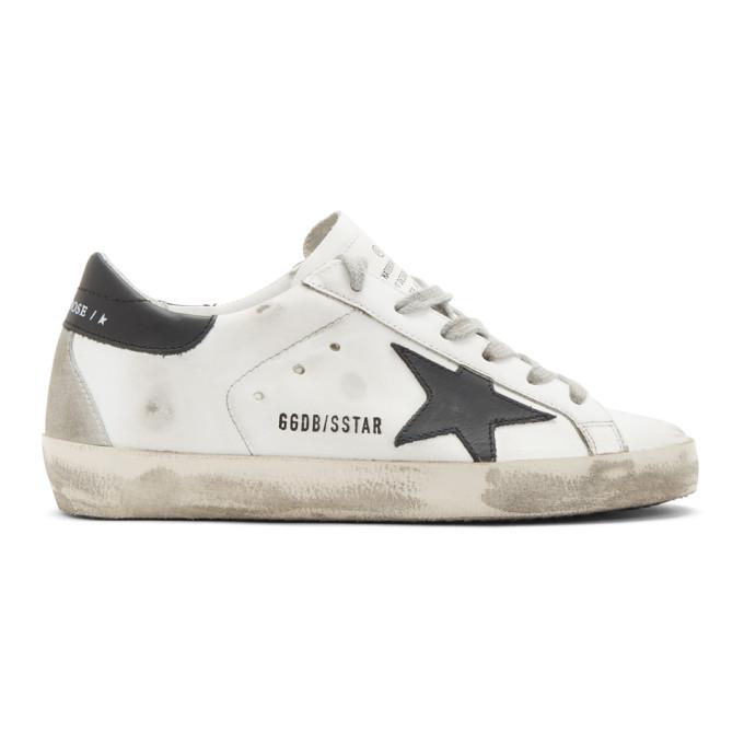 Golden Goose White and Black Superstar Sneakers