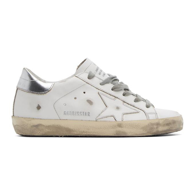 Golden Goose White and Silver Superstar Sneakers