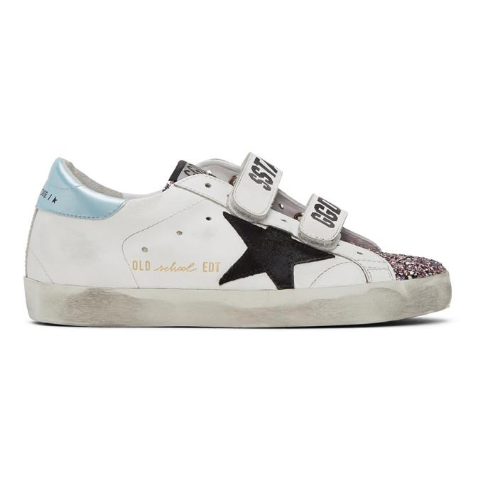 Golden Goose White Glitter Old School Sneakers