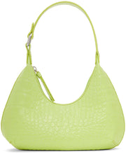 BY FAR Green Croc Baby Amber Shoulder Bag - De loin vert croc bébé sac à bandoulière ambre - 멀리 그린 악어 아기 앰버 숄더 백
