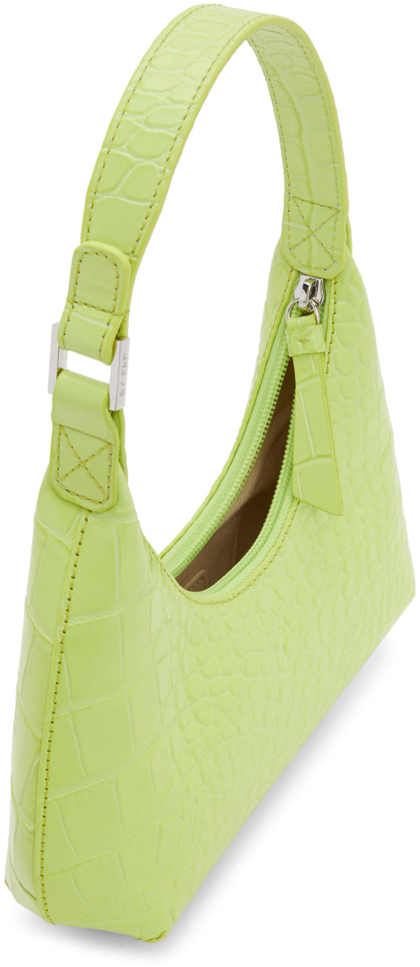BY FAR Green Croc Baby Amber Shoulder Bag