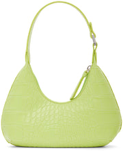 BY FAR Green Croc Baby Amber Shoulder Bag