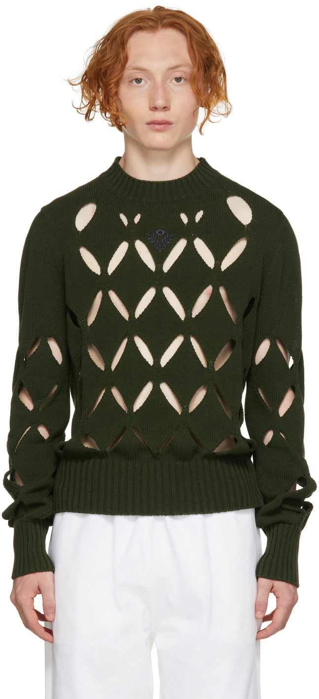 Stefan Cooke Green Diamond Slashed Sweater – BlackSkinny