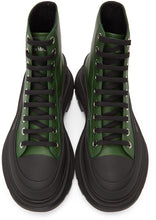 Alexander McQueen Green Leather Tread Slick Boots