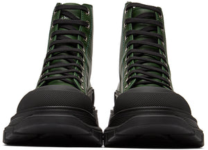 Alexander McQueen Green Leather Tread Slick Boots