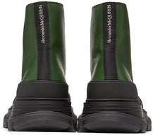 Alexander McQueen Green Leather Tread Slick Boots