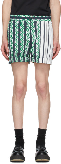Neil Barrett Green Multi-Print Shorts - Short multi-impression vert Neil Barrett - Neil Barrett 녹색 멀티 프린트 반바지