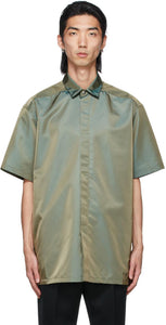 Fear of God Green Nylon Short Sleeve Shirt - Peur de la chemise à manches courtes en nylon vert de Dieu - 그린 나일론 짧은 소매 셔츠에 대한 두려움