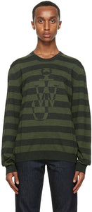 JW Anderson Green Striped Logo Sweater