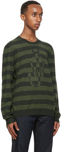 JW Anderson Green Striped Logo Sweater
