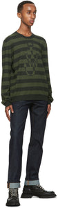 JW Anderson Green Striped Logo Sweater