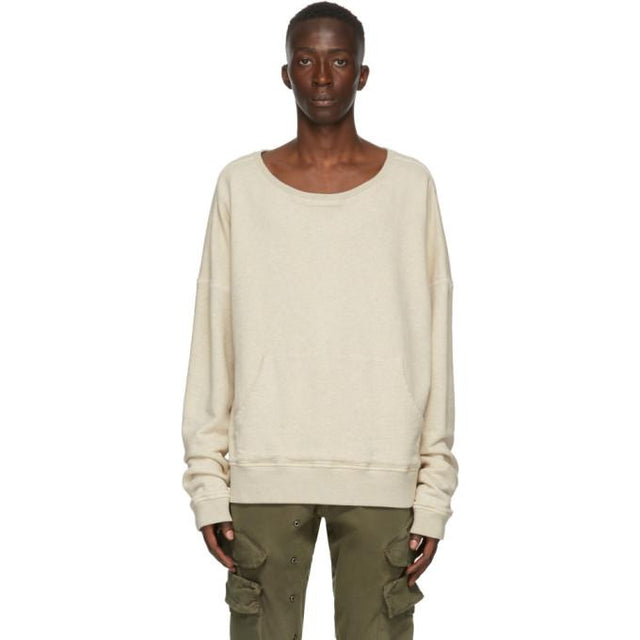 Greg Lauren Beige Long Sleeve Sweatshirt