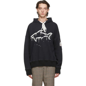Greg Lauren Black Paul and Shark Edition Drip Shark Hoodie