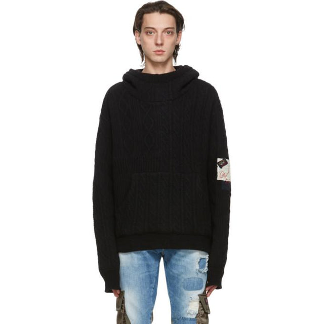 Greg Lauren Black Paul and Shark Edition Wool Hoodie