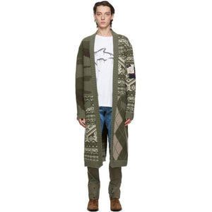 Greg Lauren Green Paul and Shark Edition Long Cardigan