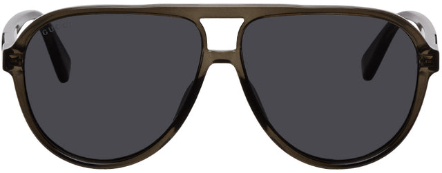 Gucci Grey Acetate Aviator Sunglasses - Lunettes de soleil Aviator d'acétate Gucci Grey - 구찌 회색 아세테이트 비행가 선글라스