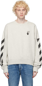 Off-White Grey Agreement Sweatshirt - Sweat-shirt d'accord gris blanc cassé - 화이트 그레이 계약 스웨터 셔츠
