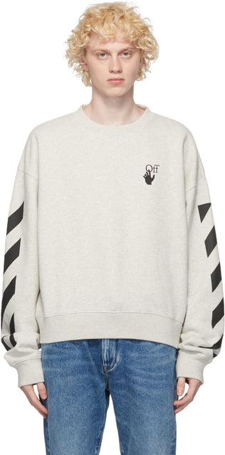 Off-White Grey Agreement Sweatshirt - Sweat-shirt d'accord gris blanc cassé - 화이트 그레이 계약 스웨터 셔츠