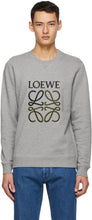 Loewe Grey Cotton Anagram Embroidered Sweatshirt - Sweat-shirt brodé en coton gris Loewe Grey Anagram - Loewe Gray Cotton Anagram 수 놓은 스웨터