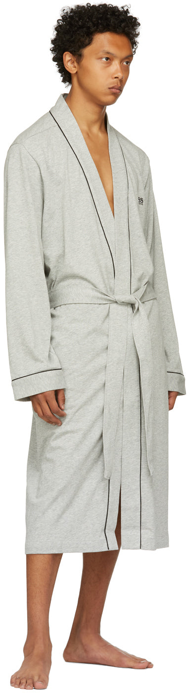 Boss Grey Cotton Kimono Robe