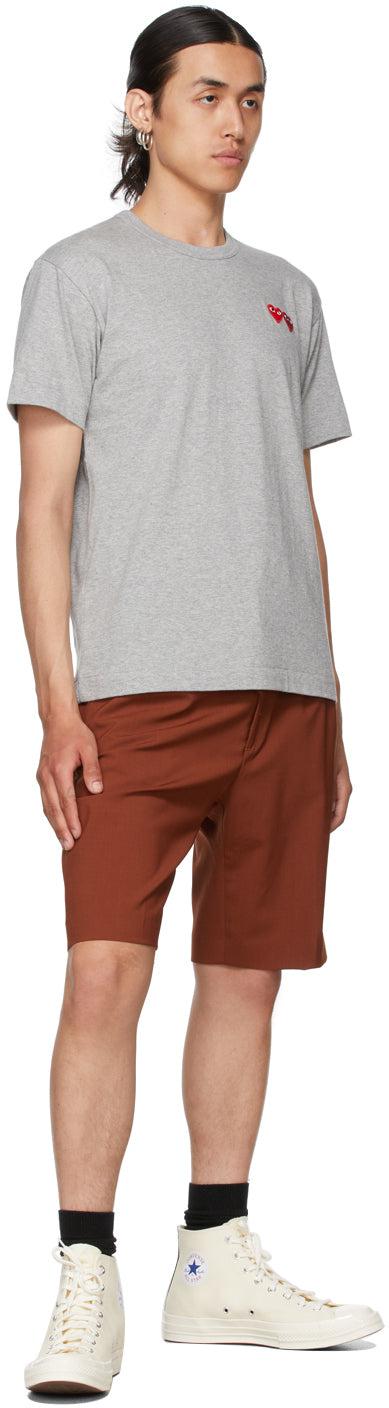 Comme des GarÃ§ons Play Grey Double Heart T-Shirt