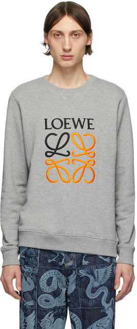 Loewe Grey Embroidered Sweatshirt - Sweat-shirt brodé en gris Loewe - Loewe 그레이 수 놓은 스웨터