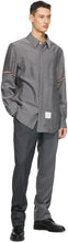 Thom Browne Grey Engineered RWB Stripe Snap Front Shirt