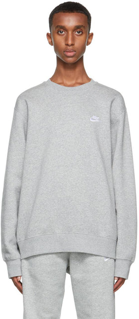 Nike Grey Fleece Sportswear Club Sweatshirt - Sweat-shirt de club de vêtements de sport Nike Grey Sportswear - 나이키 그레이 양털 스포츠웨어 클럽 스웨터