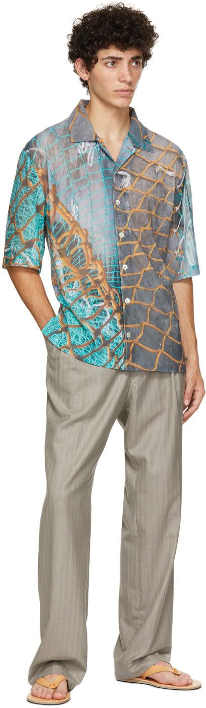 Serapis Grey In This Earthly Tent We Groan Fish Nets Short Sleeve Shirt