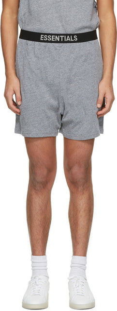 Essentials Grey Jersey Lounge Shorts - Short de salon de jersey gris essentiel - Essentials 회색 저지 라운지 반바지