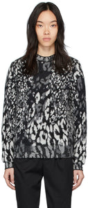 Saint Laurent Grey Leopard Jacquard Sweater