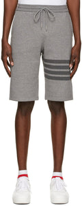 Thom Browne Grey Loopback 4-Bar Shorts - Thom Browne Grey Loopback Shorts 4 bar - Thom Browne Grey Loopback 4-bar 반바지