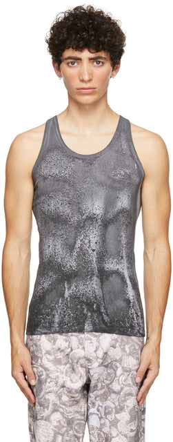 Serapis Grey Marble Dye Tank Top - Tapot de teinture en marbre gris Serapis - Serapis 그레이 대리석 염료 탱크 탑입니다