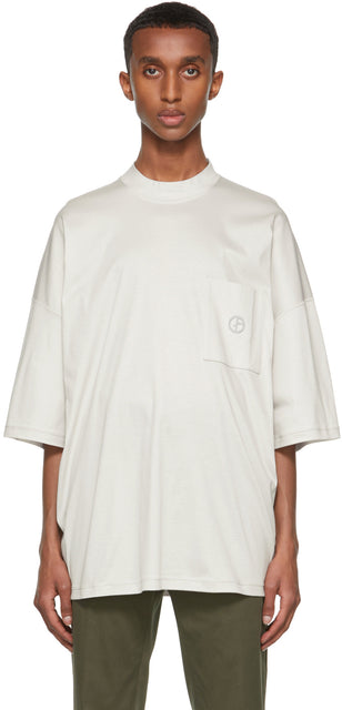 Giorgio Armani Grey Organic Cotton Mock Neck T-Shirt - Giorgio Armani T-shirt à col en coton biologique biologique gris - 조르지오 아르마니 그레이 유기농면 모의 목 티셔츠