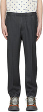 Gucci Grey Pinstripe Logo Trousers - Pantalon logo Gucci Grey Pinstripe - Gucci 그레이 핀 스트라이프 로고 바지